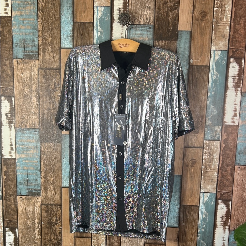 Silver and Black Dress Shirt